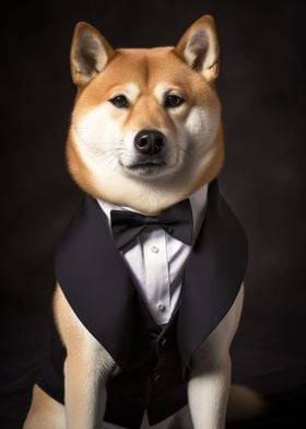 Shiba Inu Dog in a Tuxedo
