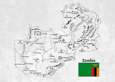 Handdrawn Zambia Map