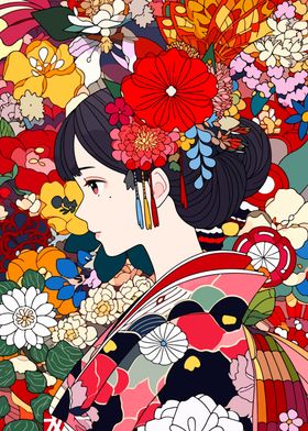 Japan Kawaii Girl Flower