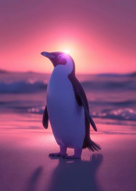 Penguin Aesthetic Sunset