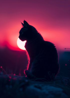 Cat Aesthetic Sunset