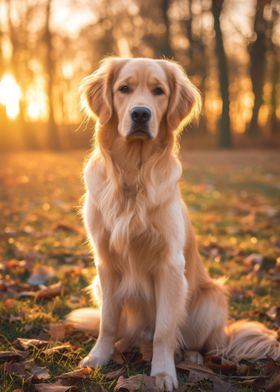 Dog Sunset Elegant