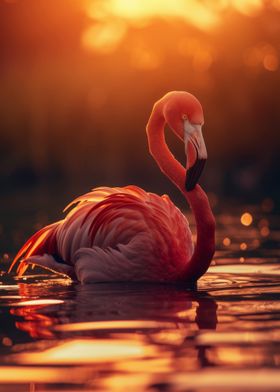 Sunset Elegant Flamingo