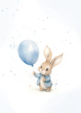 Rabbit holding a balloon 