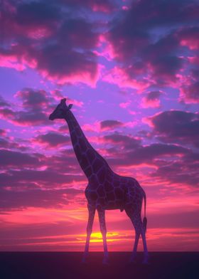 Giraffe Aesthetic Sunset