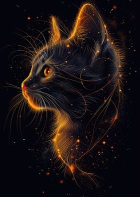 Starry Night with a Kitten