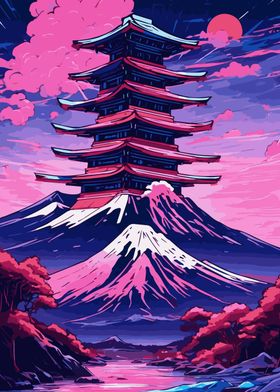 Abstract Neon Mount Fuji 9