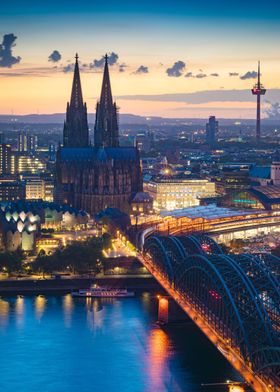 Cologne Skyline at Dusk