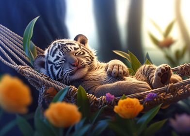 chilling cute tiger