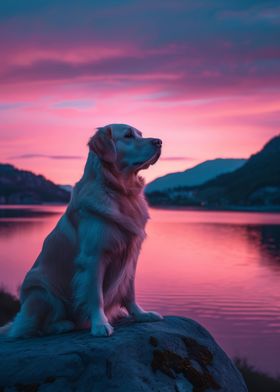 Dog Elegant Sunset