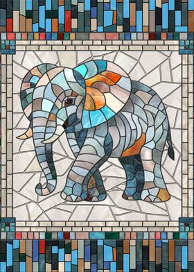 Elephant mosaic art