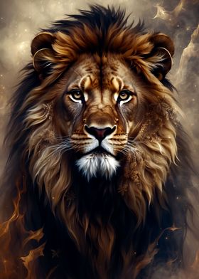 gold lion king art poster