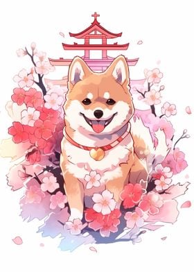 Dog Japan Shiba Blossom