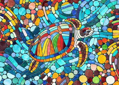 Turtle Colorful Mosaic art