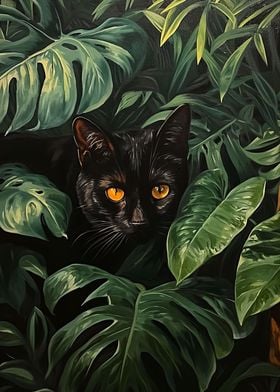 Leafy Cat Portrait