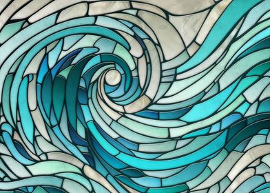 Ocean Wave Spiral Mosaic 
