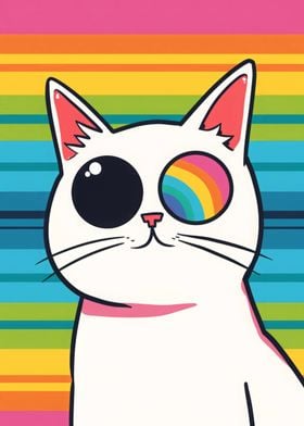 Cute Rainbow Cartoon Cat