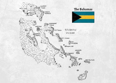 Handdrawn Bahamas Map
