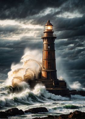 Lighthouse in a storm