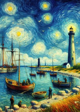 Lighthouse Van Gogh Style
