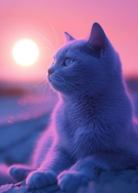 Cat Elegant Sunset