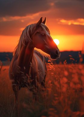 Horse Sunset Elegant
