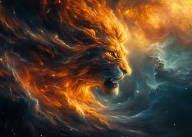 Cosmic Galaxy Lion Surreal