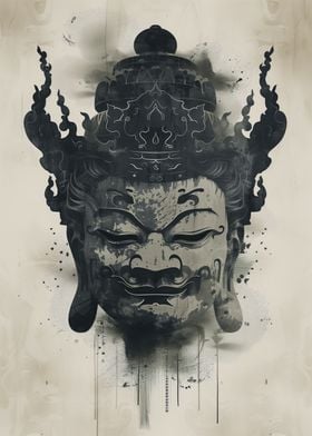 Buddha Mask Ink Wash Manga