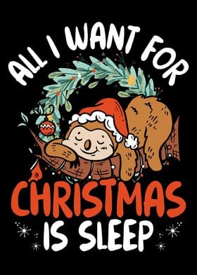 Sleeping sloth on christma