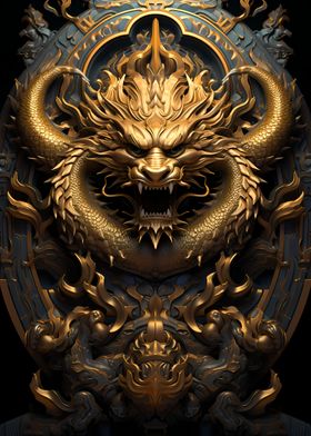 Epic Golden Fantasy Dragon