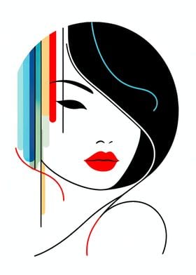 One Line Art Of Woman Face