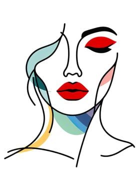 One Line Art Of Woman Face