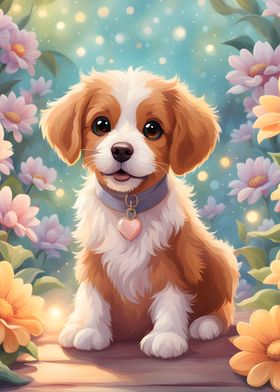 A dog with flower