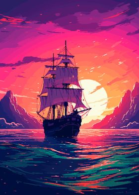 Peaceful Ship Pixel Art