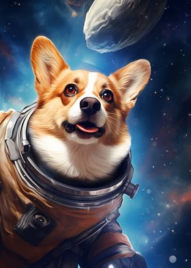 Cute Astronaut Corgi Dog 