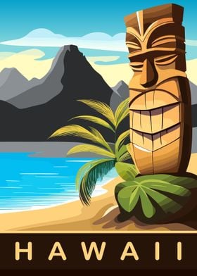 Tiki Statue Hawaii Beach