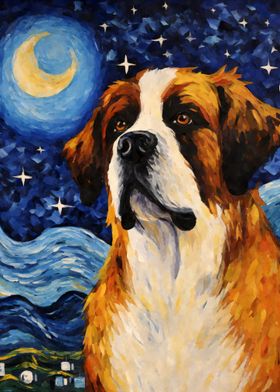 Saint Bernard Starry Night