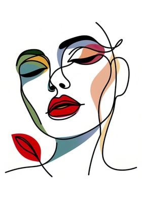 One Line Art Of Woman Face