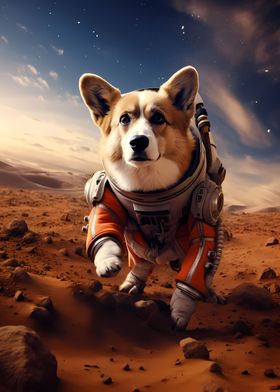 Cute Astronaut Corgi Dog 