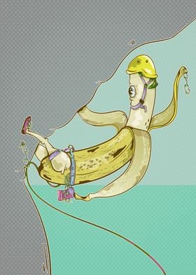Funny Banana rock climbing
