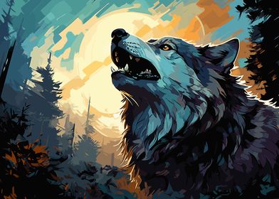 Sunrise Wolf Howling