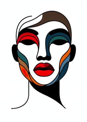 One Line Art Of Woman Face