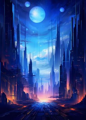 Futuristic Moonlight City