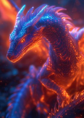 fantastical neon dragon