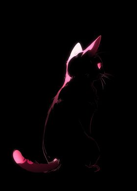 Cat sitting in the dark