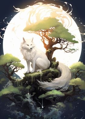 Japanese Fox Moonlight