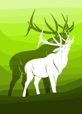 Deer green background