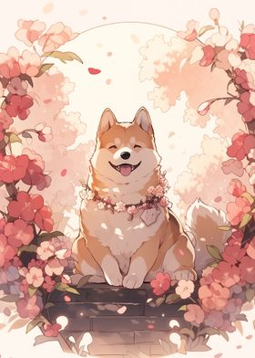 Dog Japan Shiba Blossom