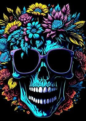 Wild Skull with Flowers