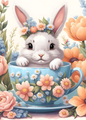 cute rabbit in a cup